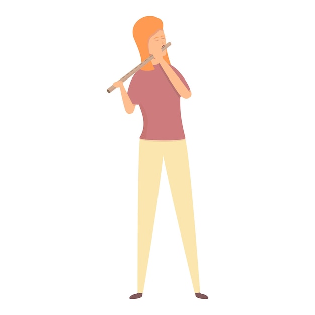 Красивая икона игры на флейте вектор мультфильма музыкальная школа урок класса
