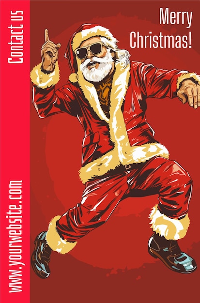 A beautiful flyer of Santa Claus dancing brakedance