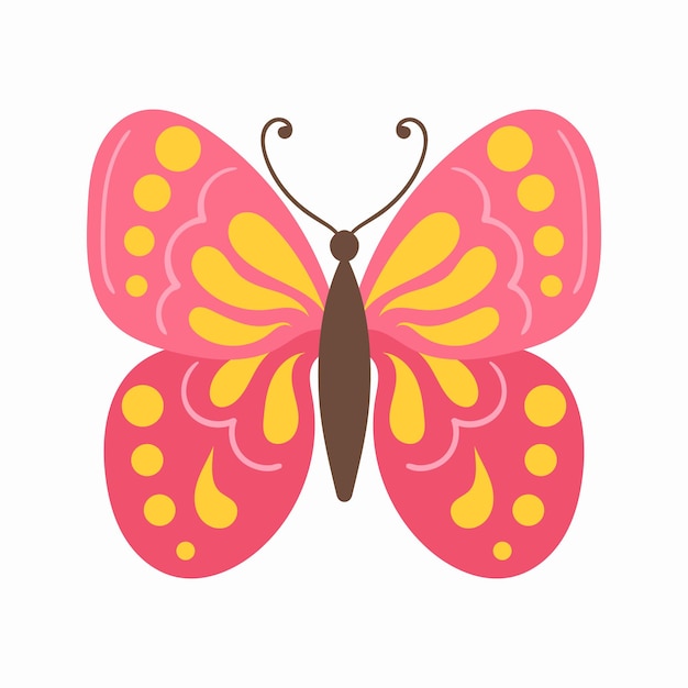 Vector beautiful flying insects summer butterfly colorful butterflies in cartoon flat style