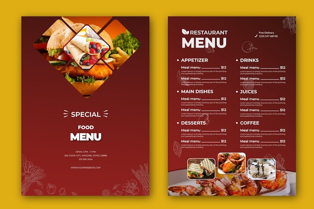 Vector beautiful food menu design template