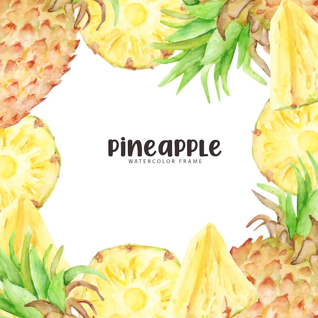 Beautiful frame arrangement of pineapple fruit ornament watercolor set