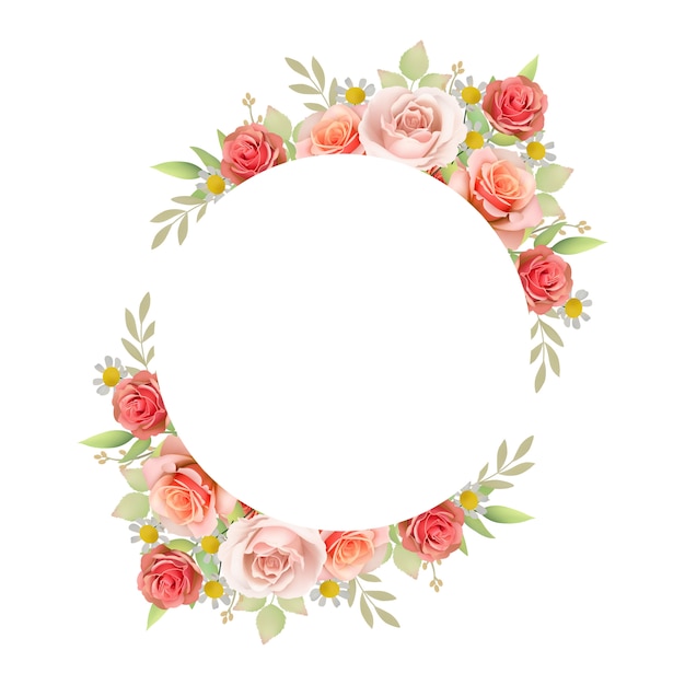 Beautiful frame background with floral roses