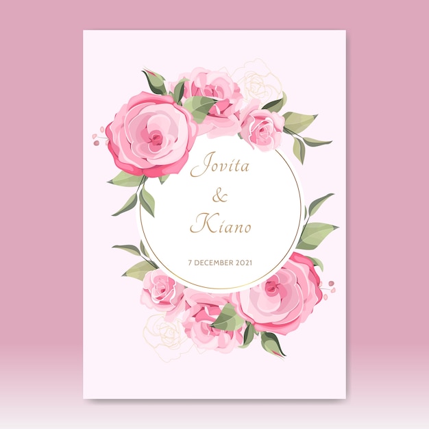 beautiful frame wedding card with roses