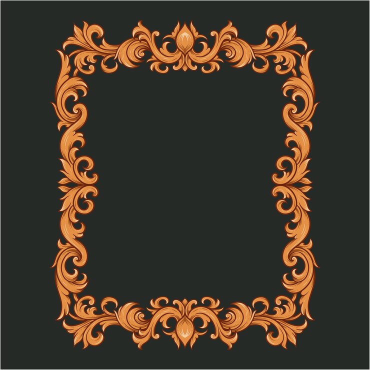 beautiful frame with a gold border engraved vintage ornamental