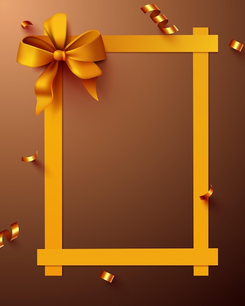 Beautiful frame with golden ribbon