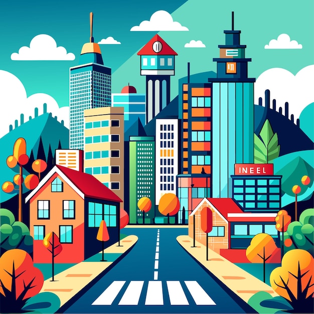 Beautiful futuristic city vector illustration