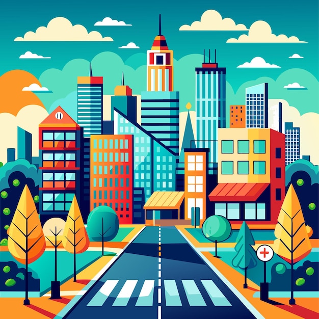 Beautiful futuristic city vector illustration