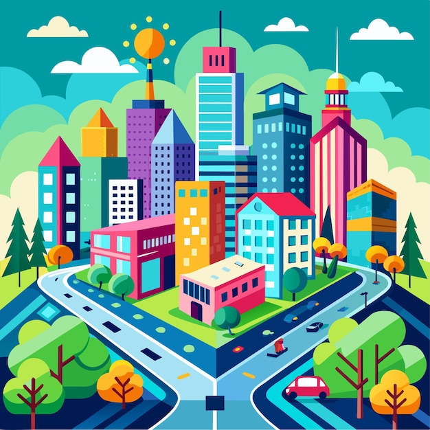 Vector beautiful futuristic city vector illustration