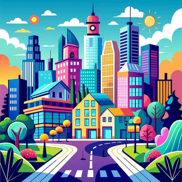 Beautiful futuristic city vector illustration