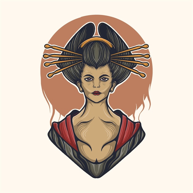 beautiful geisha vector illustration