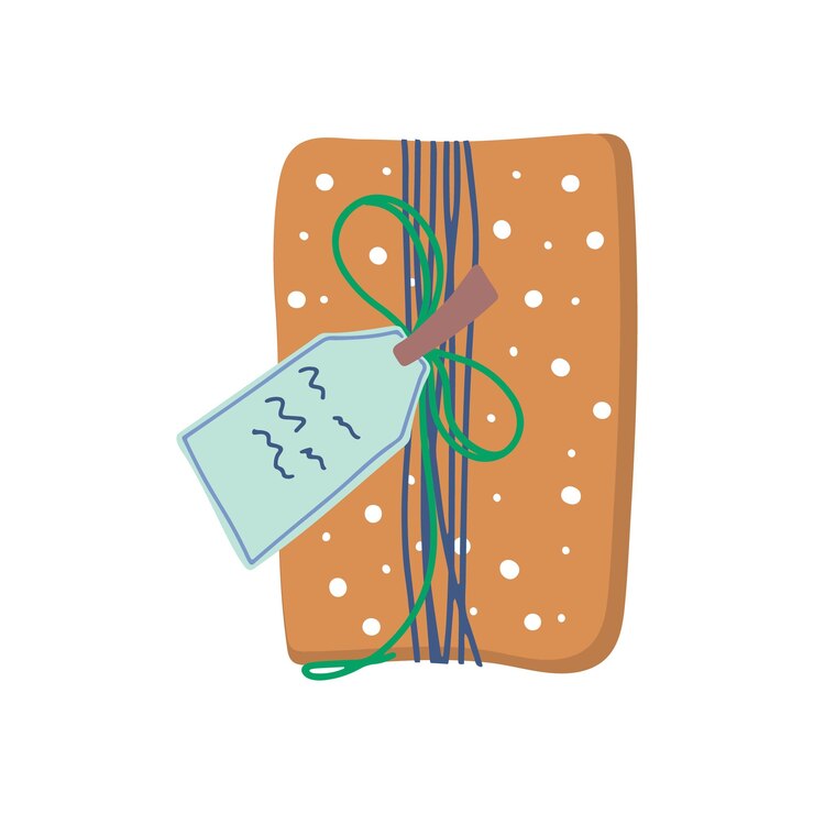 Vector beautiful gift box packaged with ecological decor. winter holiday present. flat style single image.