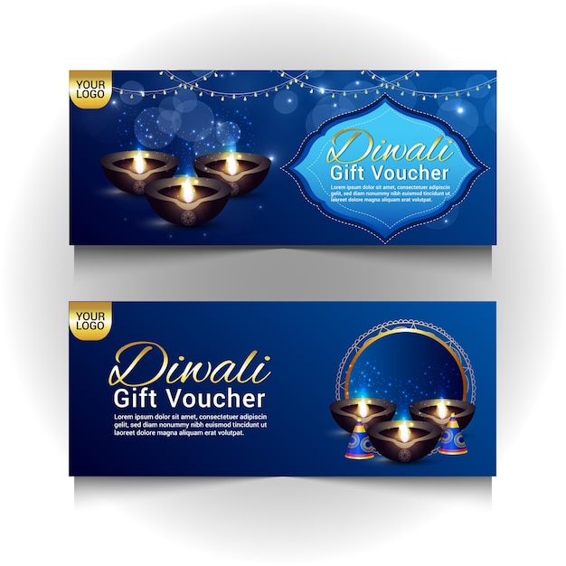 Beautiful gift voucher set for Diwali festival.