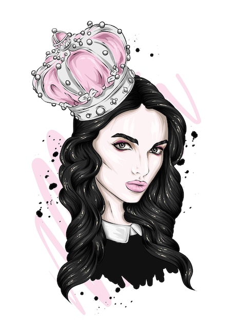 Vector beautiful girl in a crown