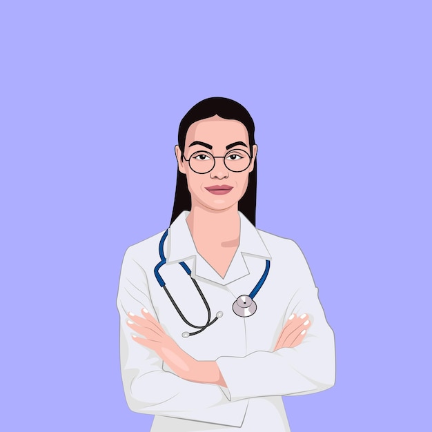 Vector beautiful girl doctor vector illustration