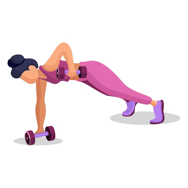 Vector a beautiful girl doing workout with dumbbells illustration