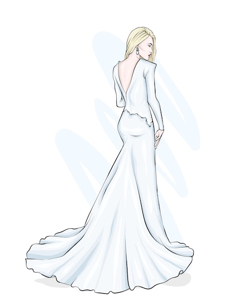 Vector beautiful girl in a dress, fashion and style vector illustration