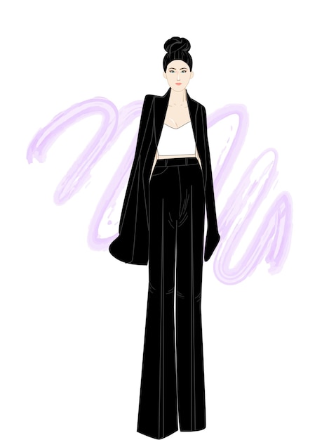 美麗的女孩在優雅的服裝時尚插圖