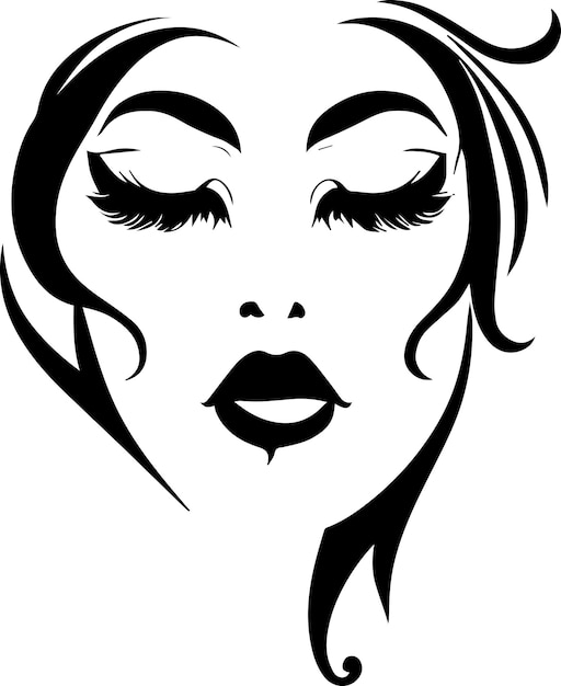 Beautiful girl face tattoo vector 1