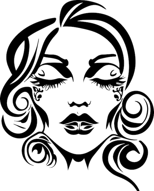 Beautiful girl face tattoo vector 8