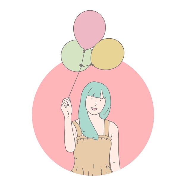 Beautiful girl holding a balloon, concept illustration