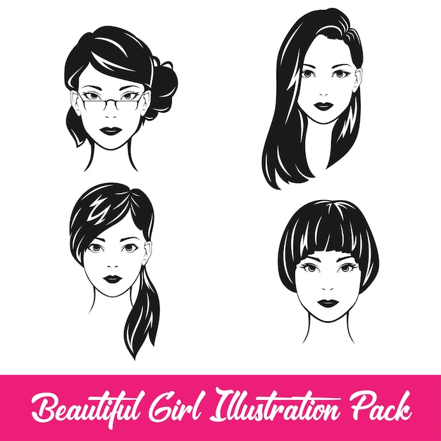 Beautiful girl illustration pack