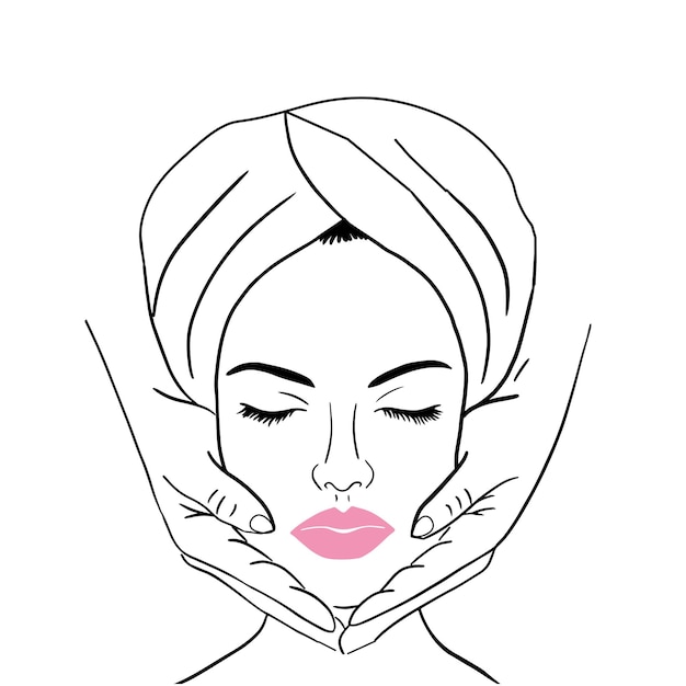 A beautiful girl is getting a facial massage in a beauty salonBeauty procedures washing