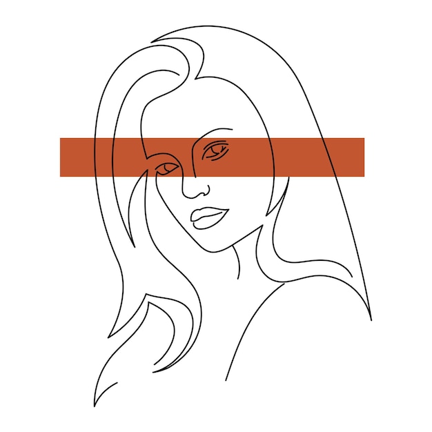 Beautiful girl line art with orange band