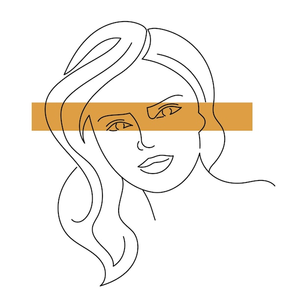 Beautiful girl line art with yellow band