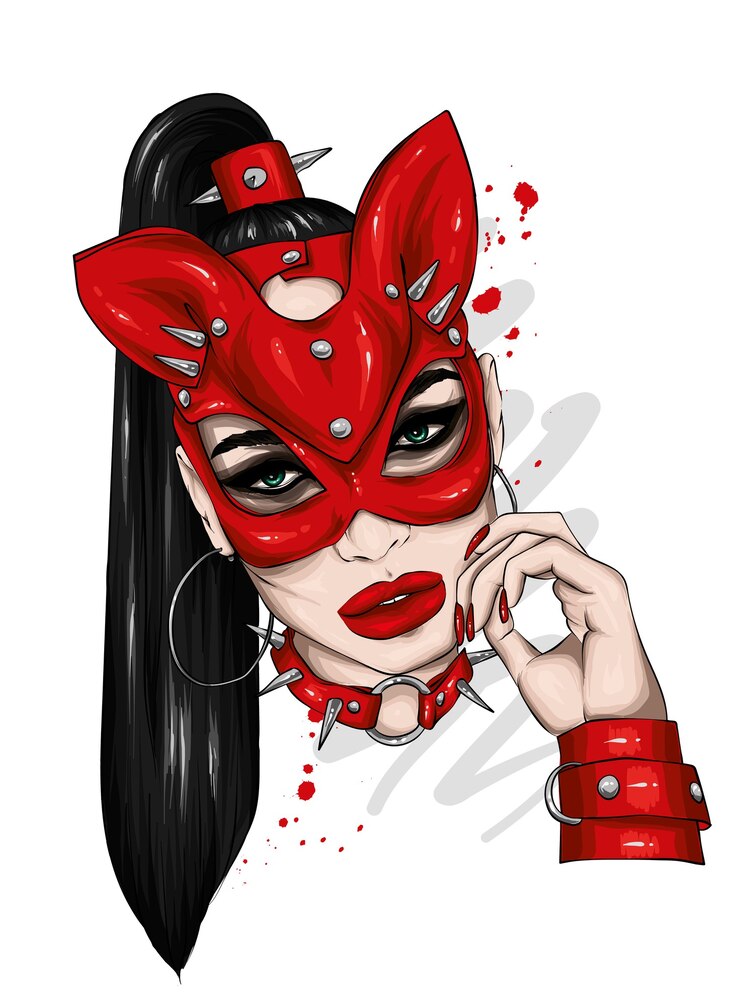 Vector beautiful girl in a mask with ears