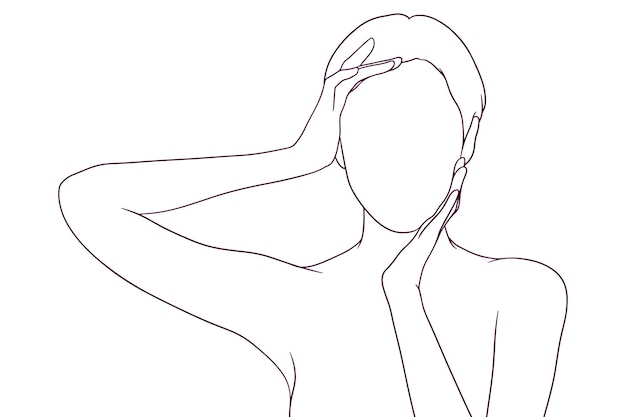 beautiful girl posing hand drawn style vector illustration