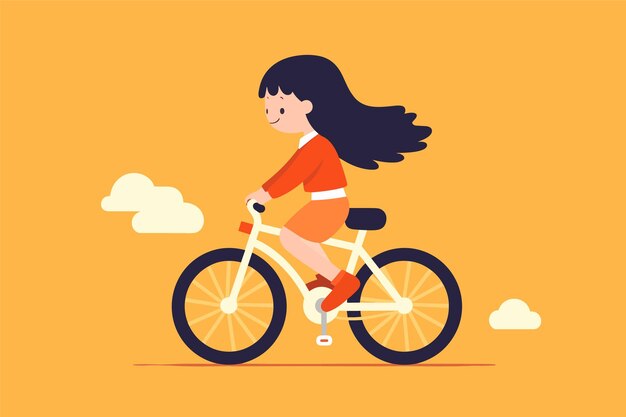 Beautiful girl riding bicycle vector illustration