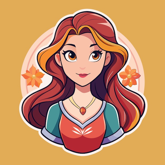 Vector beautiful girl sticker vector