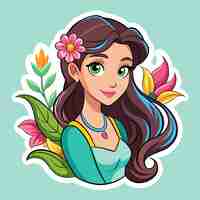 Vector beautiful girl sticker vector