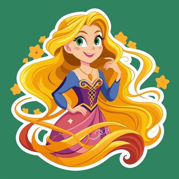 Vector beautiful girl sticker