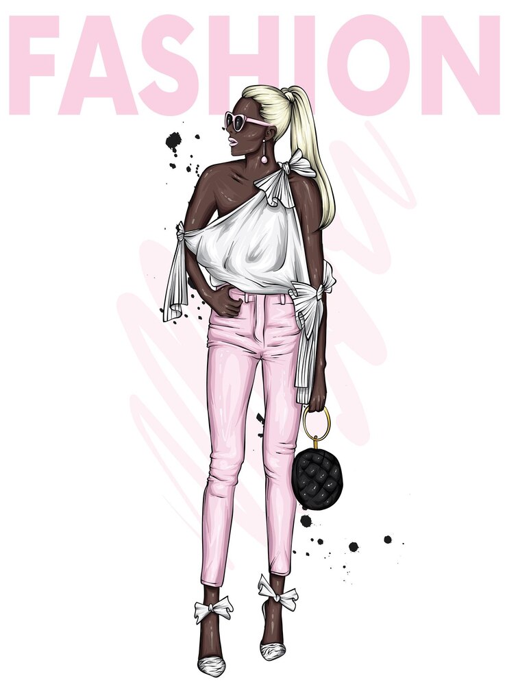 Vector beautiful girl in a stylish summer clothes fashion style vector