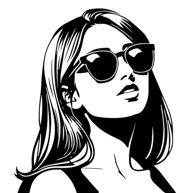 Vector beautiful girl in sunglasses vector illustration