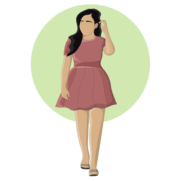 beautiful girl wearing short dress flat design