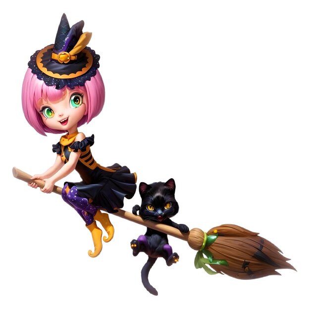 Beautiful Girl Witch On Broom