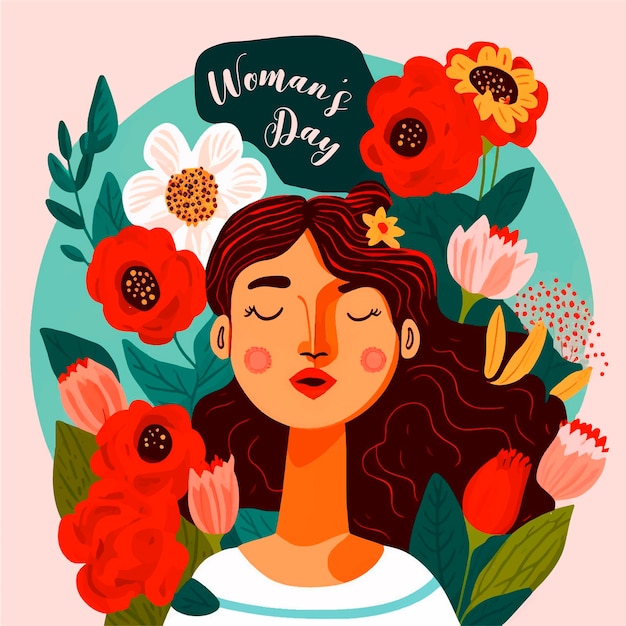 Beautiful girls in vector watercolor style for women's day on March 8