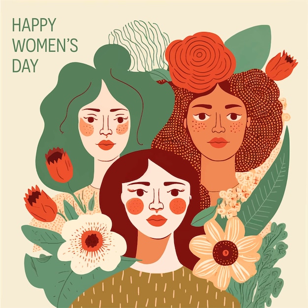 Vector beautiful girls in vector watercolor style for women's day on march 8