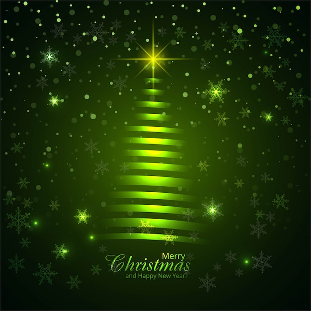 Beautiful glitters merry christmas tree card design vector