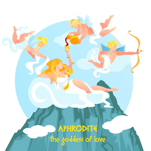 Beautiful goddess of love aphrodite leunt bovenop