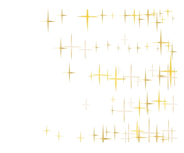 Красивые золотые падающие волшебные звезды на белом фоне сверкают рисунком графического дизайна