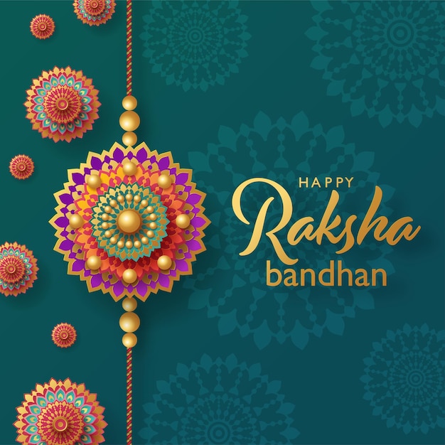 아름다운 금색 raksha bandhan 인사말 카드