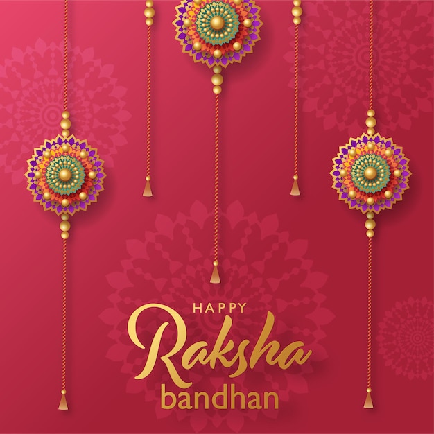 아름다운 금색 Raksha Bandhan 인사말 카드