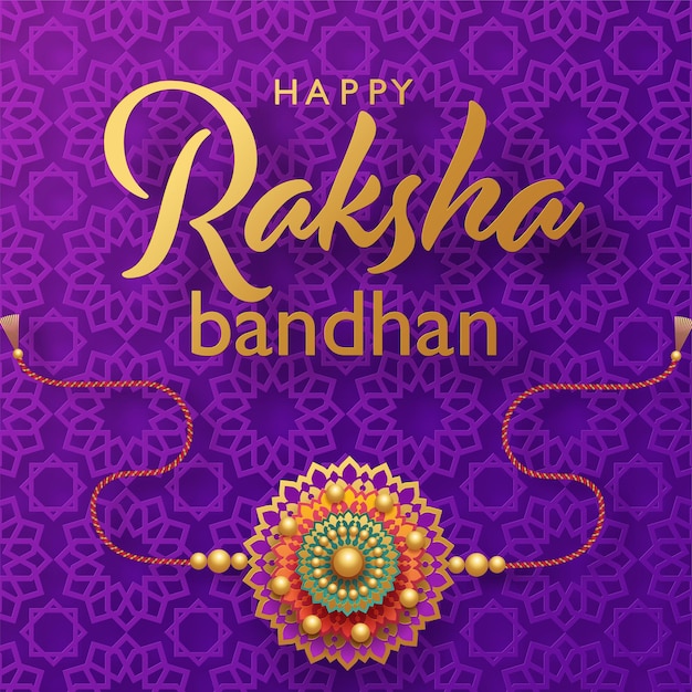 아름다운 금색 Raksha Bandhan 인사말 카드