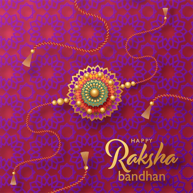 아름다운 금색 raksha bandhan 인사말 카드