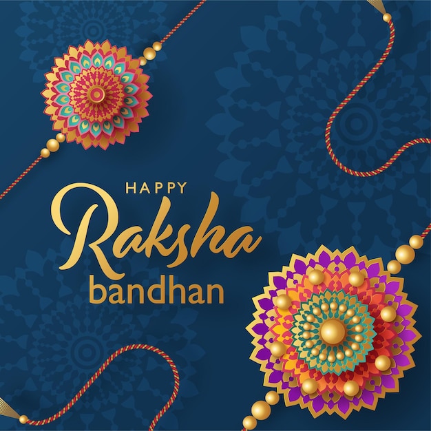 아름다운 금색 raksha bandhan 인사말 카드