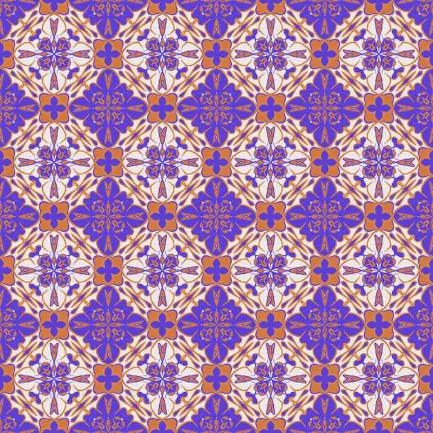 Beautiful gold and violet flower abstract seamless mandala colorful pattern background illustration