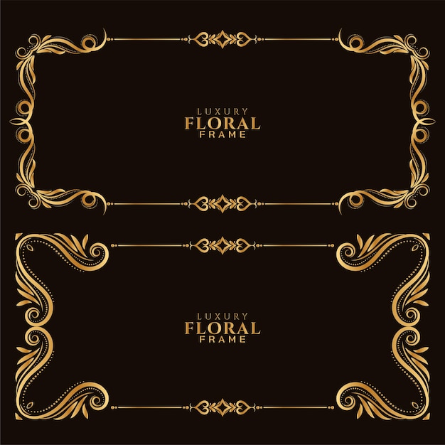 Beautiful golden frame border design set